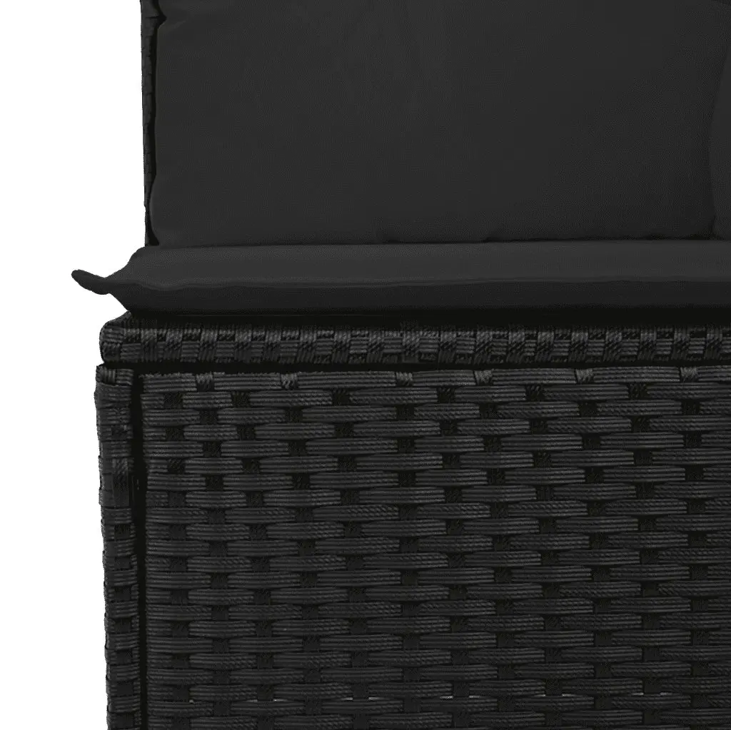 Garden Sofa Set 11 Piece Outdoor Furniture Black Poly Rattan Modular Patio