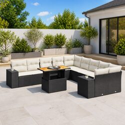 Sleek 11 Piece Modular Garden Sofa Set in Black