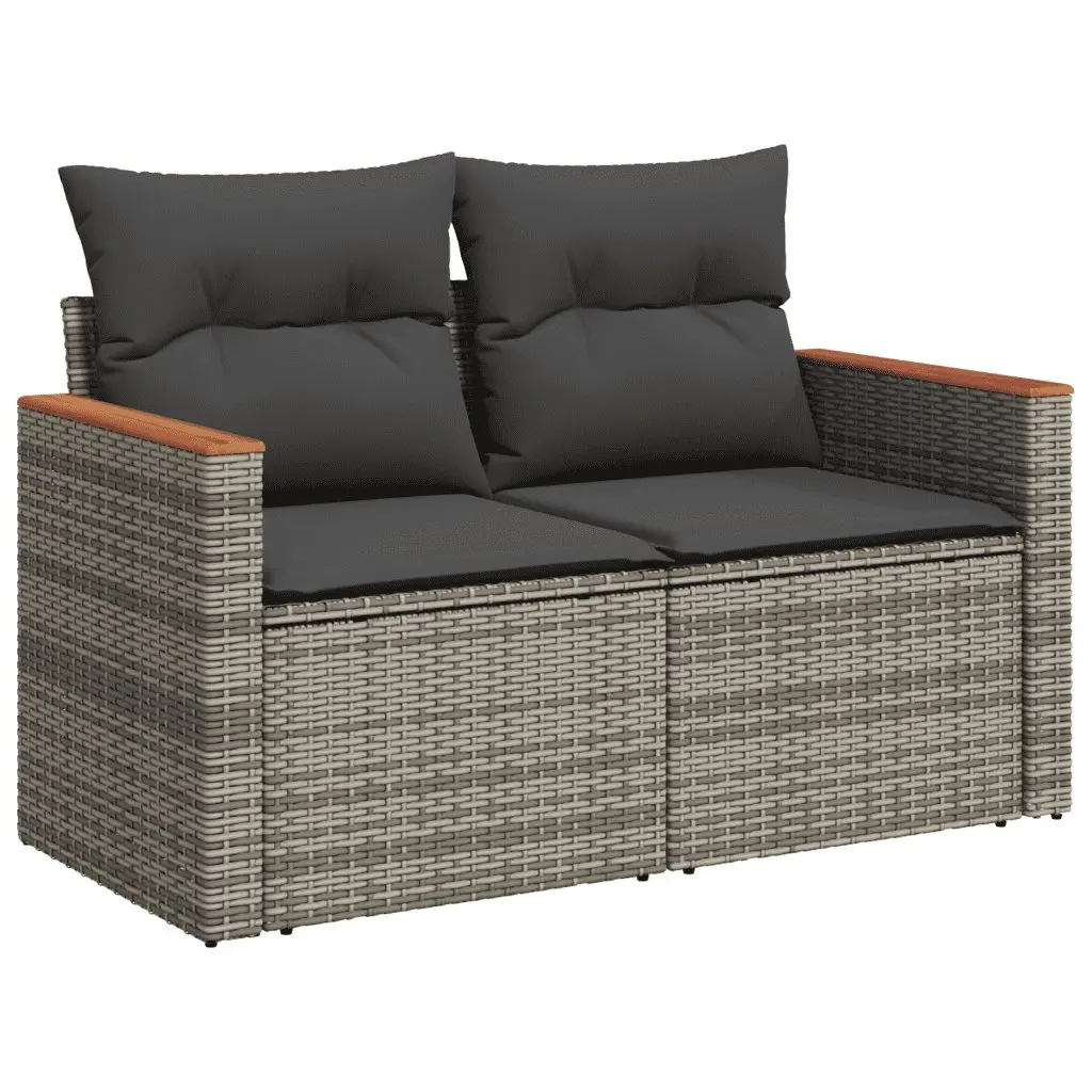 5 Piece Garden Sofa Set Outdoor Furniture Grey Poly Rattan with Cushions Patio