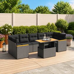 8 Piece Garden Sofa Set with Adjustable Tabletop