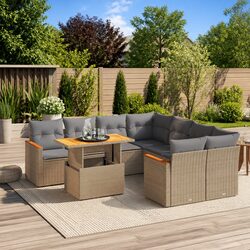 Concise and Versatile 9 Piece Rattan Garden Sofa Set