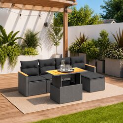 6 Piece Garden Sofa Set with Cushions