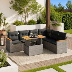 Compact 7 Piece Grey Garden Sofa Set for Your Patio