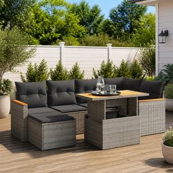 Compact 7-Piece Outdoor Garden Sofa Set in Grey