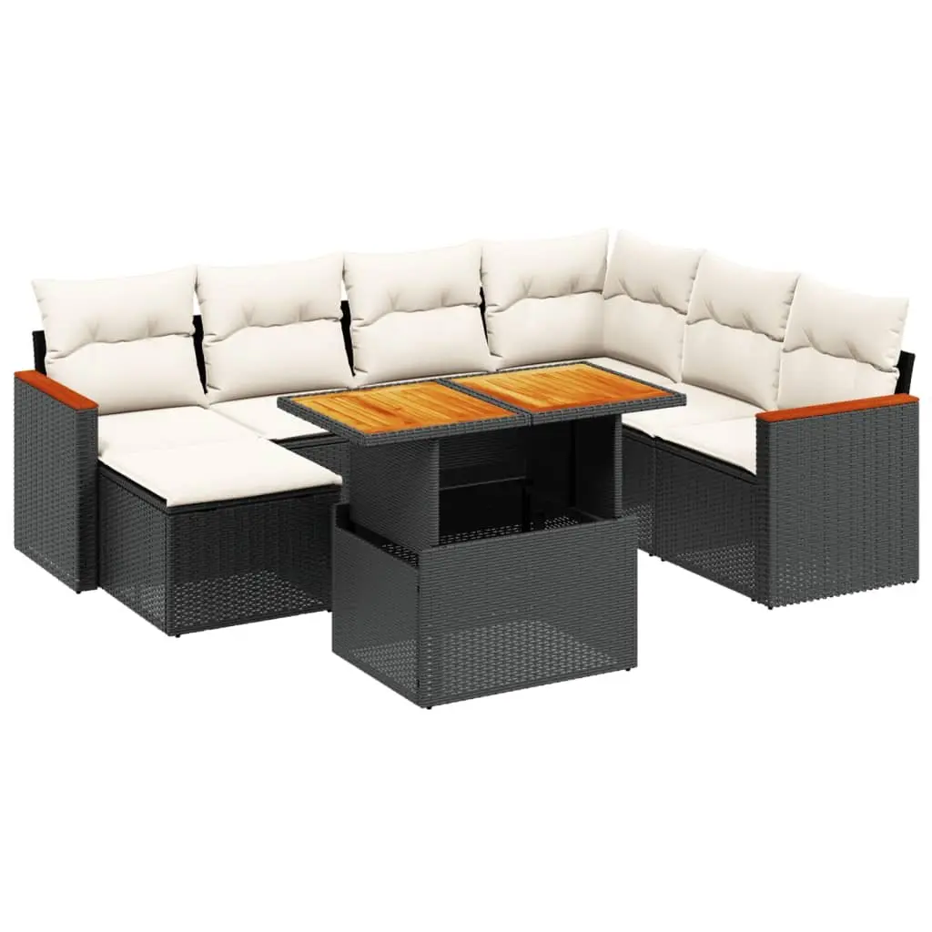 Garden Sofa Set Black 8 Piece Outdoor Furniture Patio Seating Adjustable Table