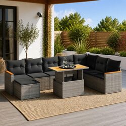 Concise 9 Piece Garden Sofa Set with Adjustable Tabletop