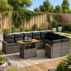 Concise Overview of 10-Piece Grey Poly Rattan Sofa Set