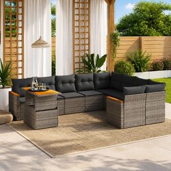 Concise Grey 10 Piece Garden Sofa Set