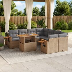 9 Piece Garden Sofa Set with Adjustable Table and Cushions