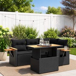 5 Piece Garden Sofa Set Outdoor Furniture Patio Dining Lounge Black with