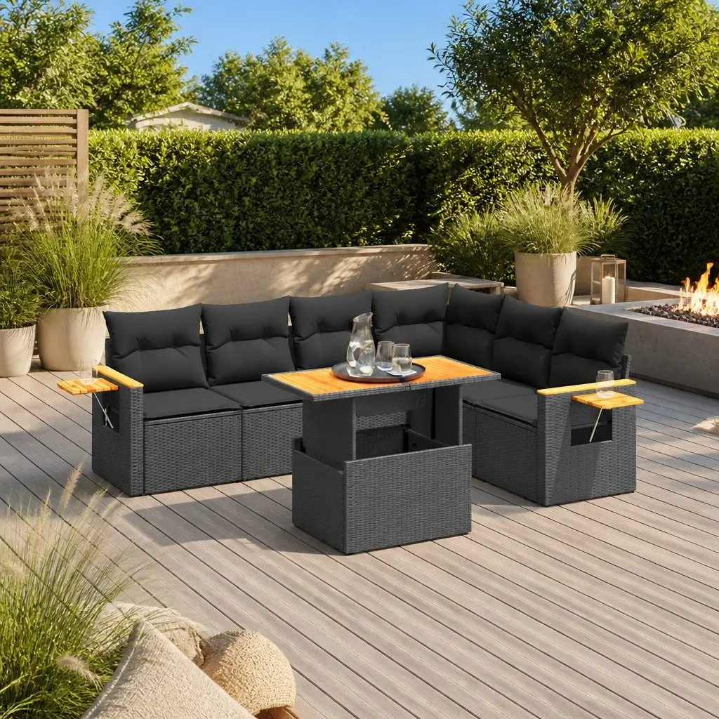 7 Piece Garden Sofa Set with Adjustable Tabletop