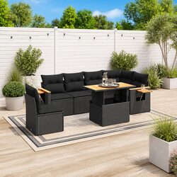 Concise 7-Piece Outdoor Furniture Set in Black