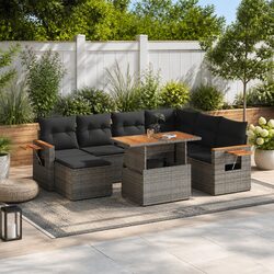 8-Piece Garden Sofa Set with Adjustable Table