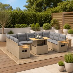 Stylish 10-Piece Garden Sofa Set in Beige – Easy Setup