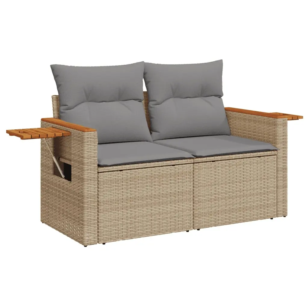Garden Sofa Set 10 Piece Outdoor Furniture Beige Poly Rattan Patio Lounge