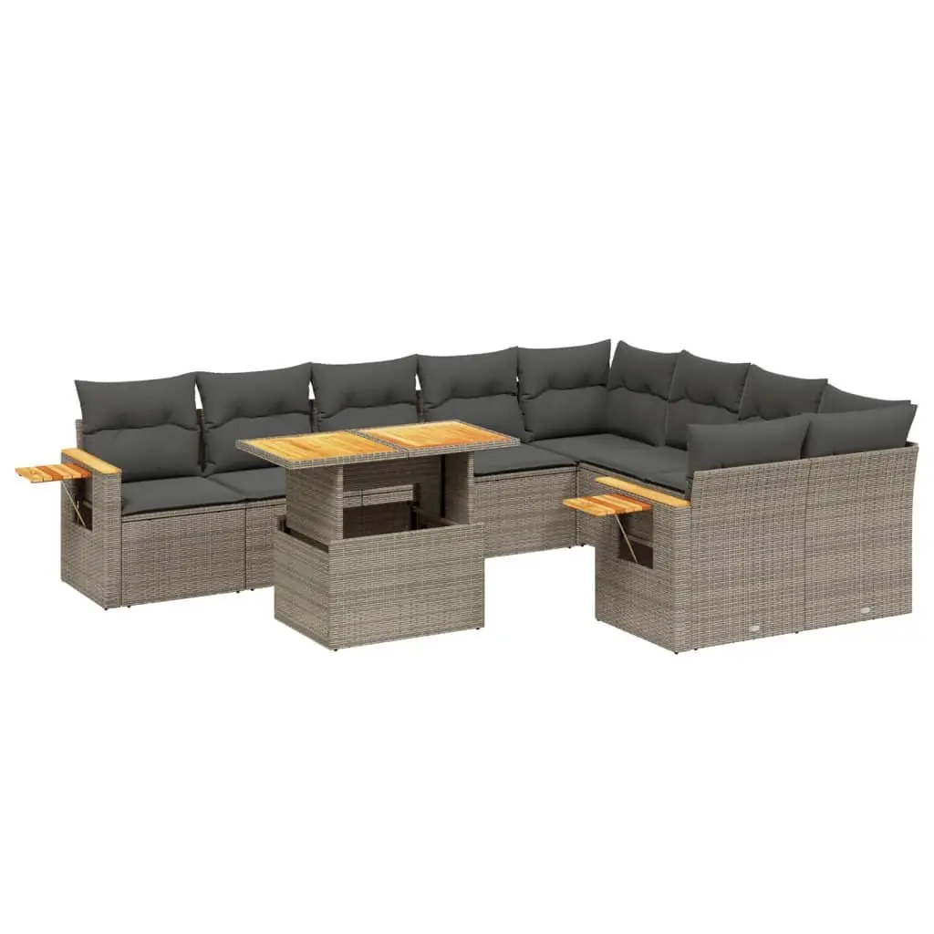 Garden Sofa Set Grey 10 Piece Modular Outdoor Furniture with Cushions