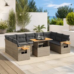 Garden Sofa Set 11 Piece Outdoor Furniture Patio Lounge Grey Poly Rattan Modular
