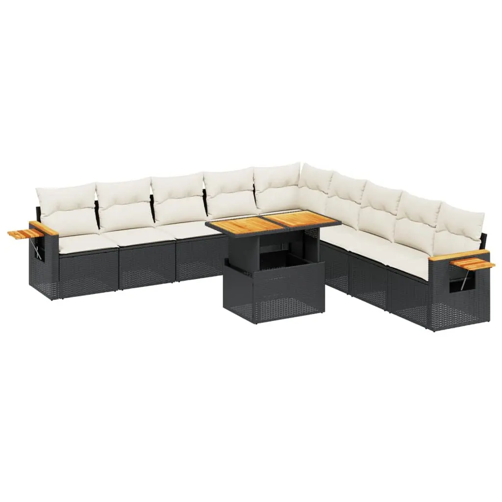 Garden Sofa Set 11 Piece Black Poly Rattan Outdoor Furniture Patio Modular