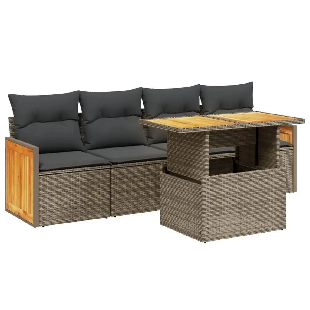 Garden Sofa Set Grey 5 Piece Outdoor Furniture Patio Seating Modular