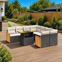 9 Piece Rattan Sofa Set for Outdoor Spaces
