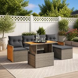6 Piece Grey Garden Sofa Set for Outdoors