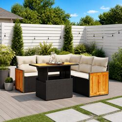 6-Piece Black Sofa Set for Outdoor Use