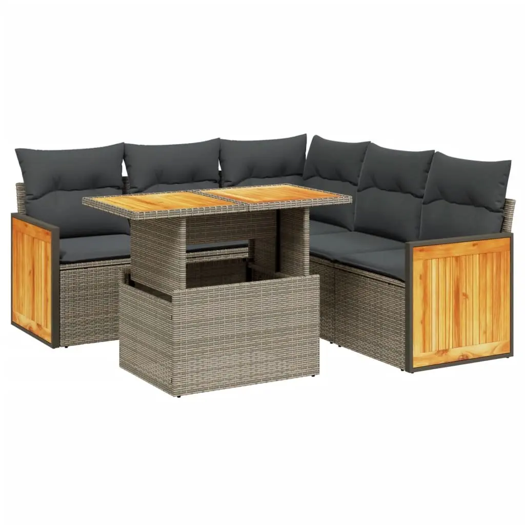 Garden Sofa Set 6 Piece Outdoor Furniture Patio Seating with Cushions Grey
