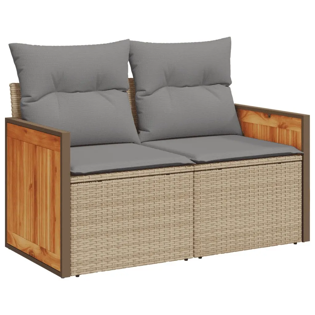 Garden Sofa Set Beige 6 Piece Modular Outdoor Furniture with Adjustable Tabletop