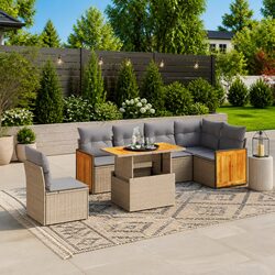 7-Piece Garden Sofa Set with Adjustable Table