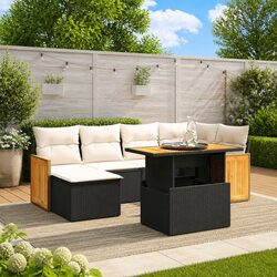 Stylish 7 Piece Modular Garden Sofa Set in Black