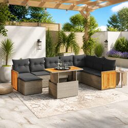 Compact and Stylish 9 Piece Grey Garden Sofa Set