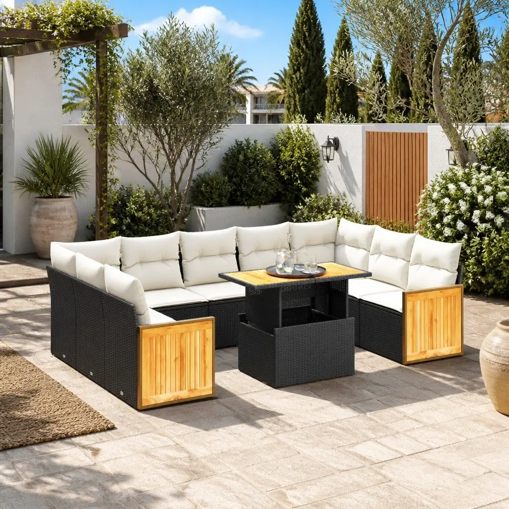 Garden Sofa Set 10 Piece Outdoor Furniture Patio Reclining Sectional Black