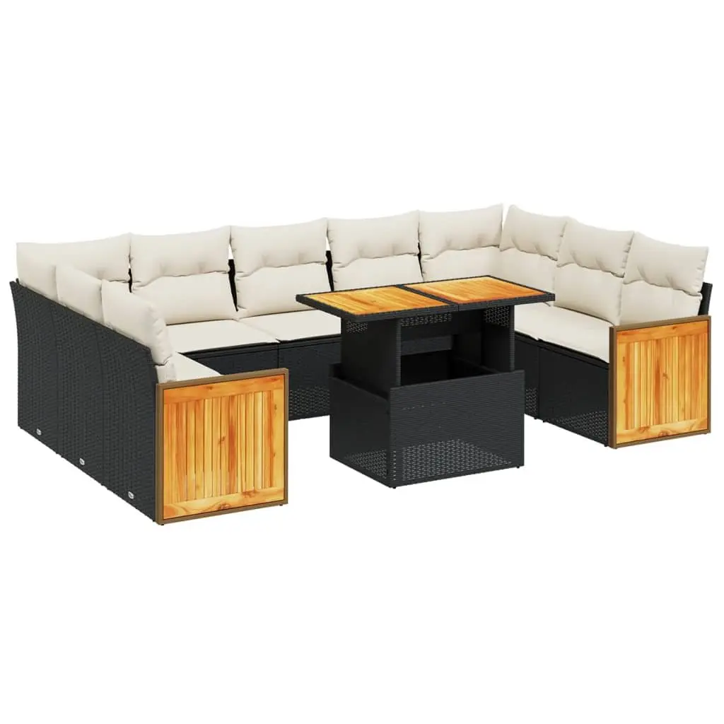 Garden Sofa Set 10 Piece Outdoor Furniture Patio Reclining Sectional Black