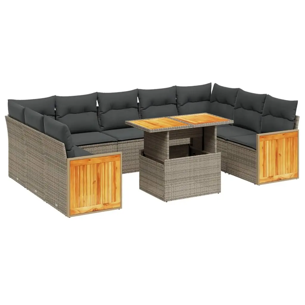 Garden Sofa Set 10 Piece Outdoor Furniture Patio Lounge Grey Poly Rattan Modular