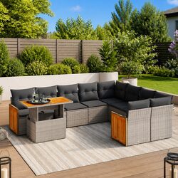 10 Piece Grey Rattan Garden Sofa Set for Outdoor Enjoyment