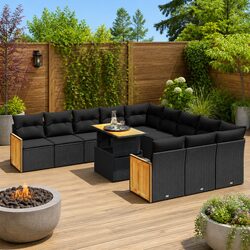 Concise 11 Piece Garden Sofa Set for Outdoor Comfort