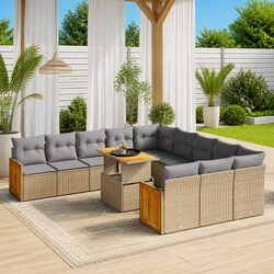 11-Piece Beige Patio Sofa Set for Relaxation