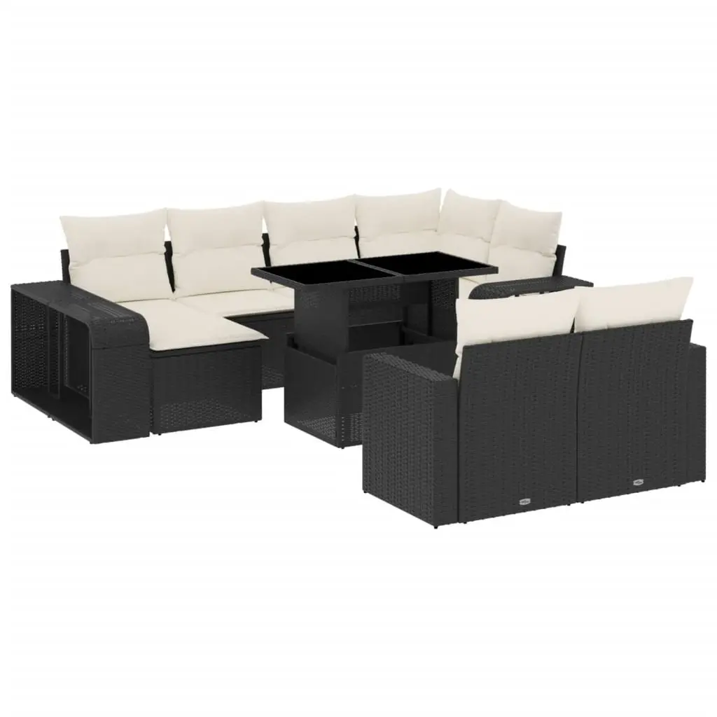Outdoor Garden Sofa Set 11 Piece Poly Rattan Black Patio Furniture Modular