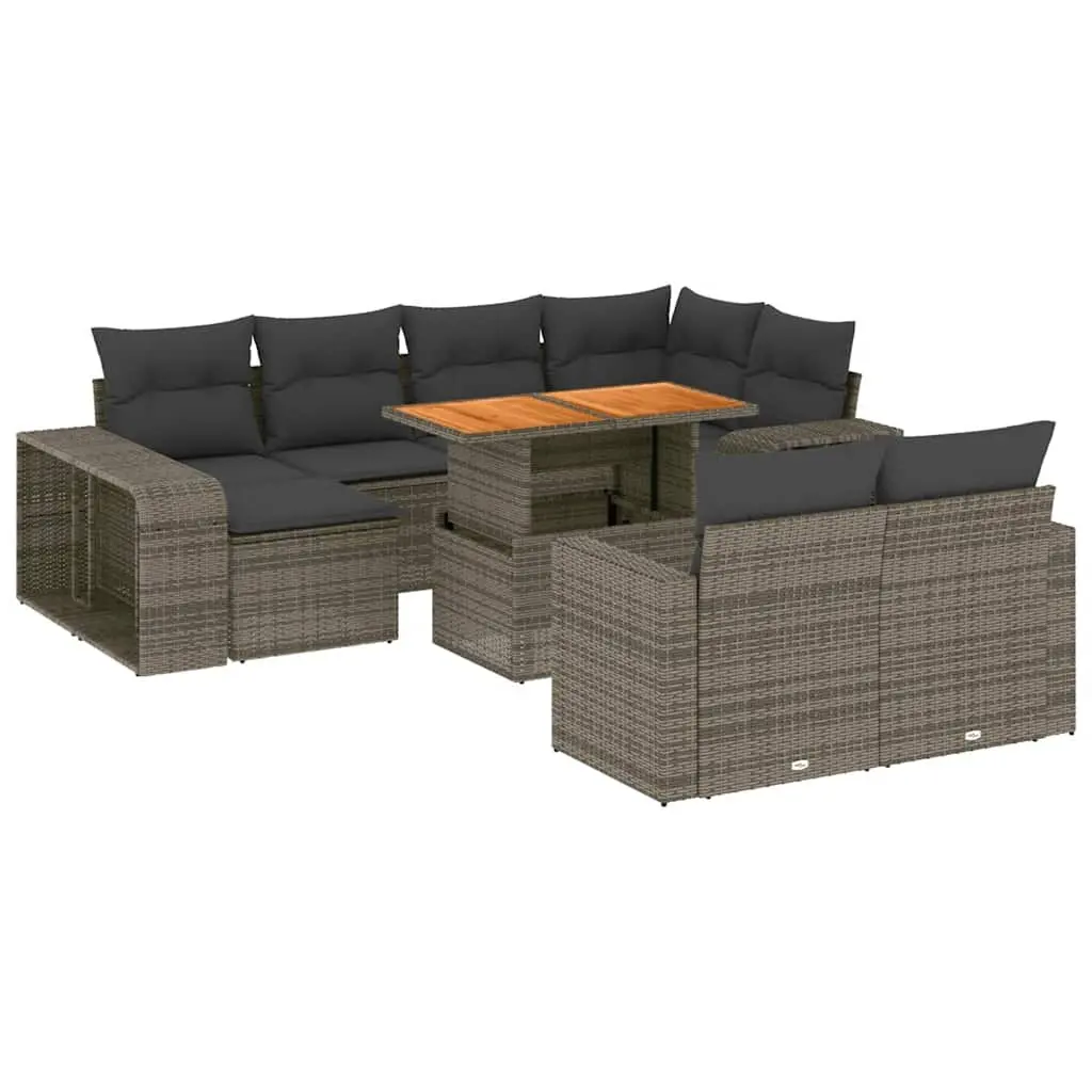 Garden Sofa Set 11 Piece Modular Outdoor Furniture Grey Poly Rattan Patio