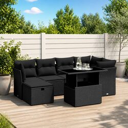 Compact 7 Piece Black Outdoor Sofa Set
