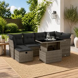 Compact and Stylish 7-Piece Garden Sofa Set for Outdoors