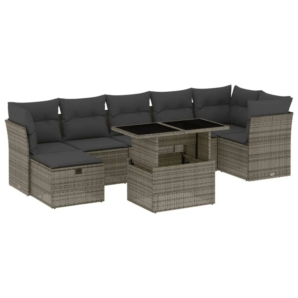 Garden Sofa Set 8 Piece Outdoor Furniture Grey Poly Rattan Patio Lounge