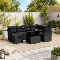 8 Piece Garden Sofa Set Outdoor Furniture in Black