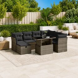 Garden Sofa Set 8 Piece Outdoor Furniture Patio Lounge Grey Poly Rattan Modular