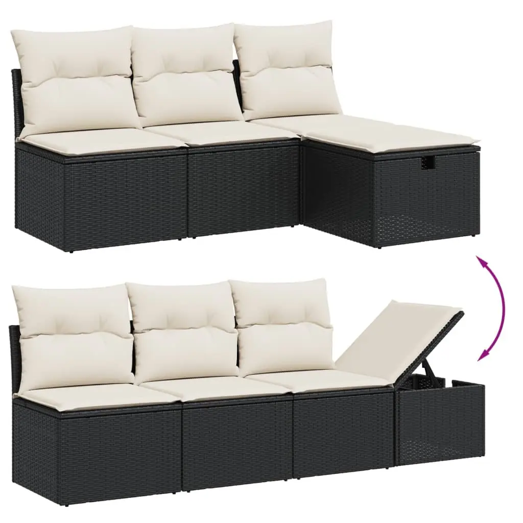 Garden Sofa Set Black 9 Piece Modular Outdoor Furniture Adjustable Tabletop Removable Cushion Covers