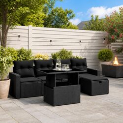 Compact and Chic 6 Piece Black Outdoor Sofa Set