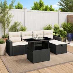 Compact 6-Piece Garden Sofa Set with Adjustable Table