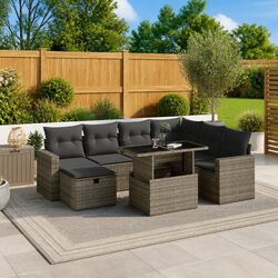 Compact 8-Piece Garden Sofa Set in Grey for Outdoor Fun