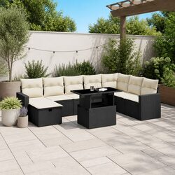 Garden Sofa Set 9 Piece Outdoor Furniture Patio Rattan Modular Sectional Black