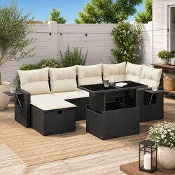 Concise 7 Piece Garden Sofa Set with Adjustable Tabletop